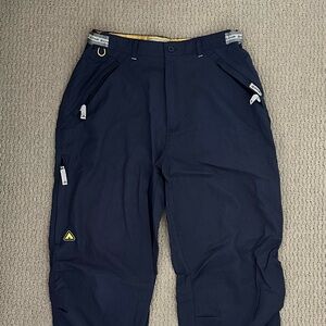 Vintage Y2K Airwalk Adjustable Parachute Joggers in Navy with Yellow Details